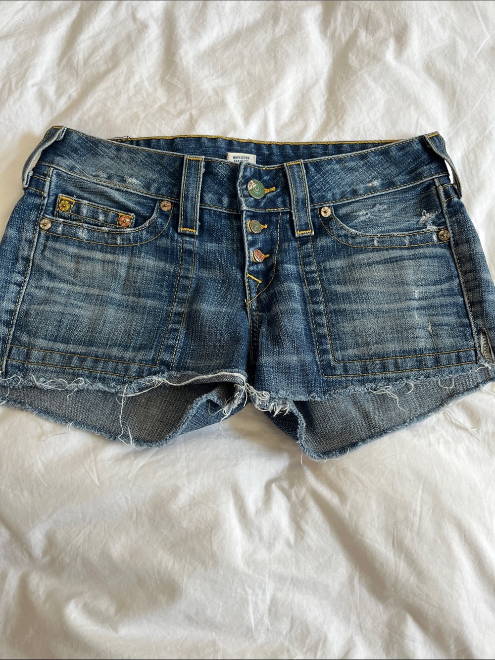 vintage Y2K low-rise True Religion Bobby Short Cut-Off Denim Shorts - Picture 6 of 13